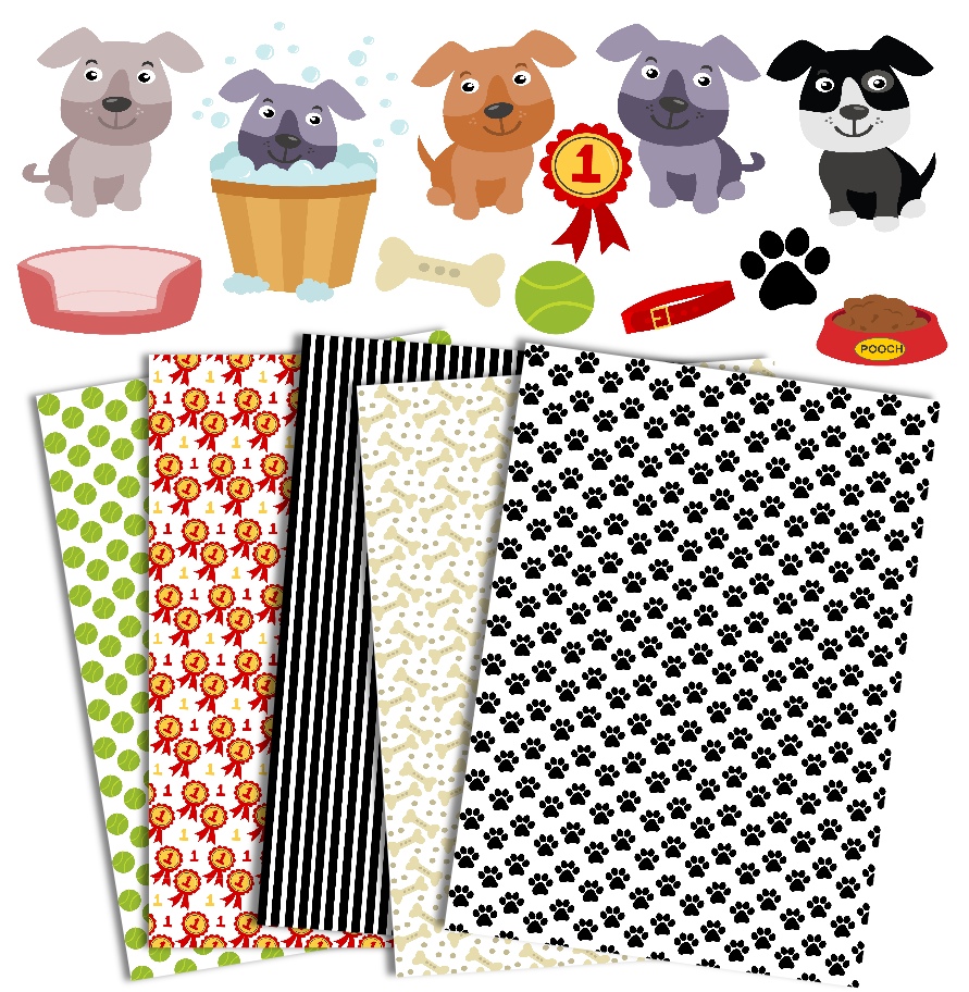 Pooch Clipart and Paper set